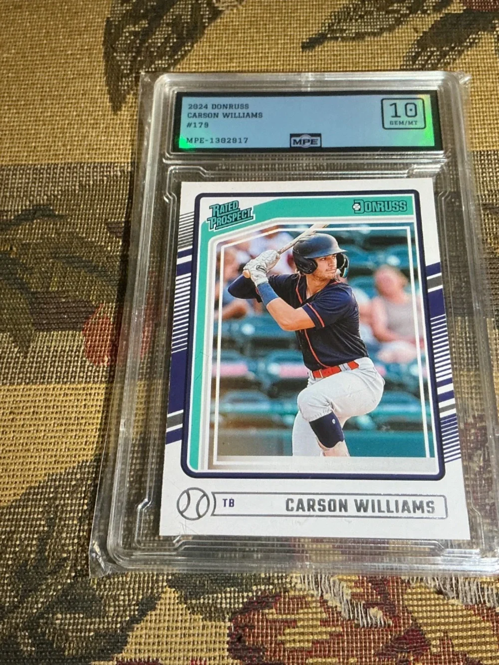 2024 Panini Donruss 179 Carson Williams Graded rookie Rated prospect MPE 10